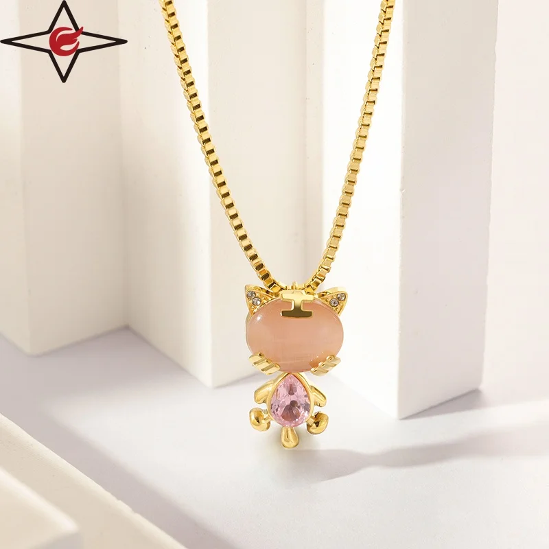 Punk Stainless Steel 18K Gold Plated Ethnic Eagle Claw Feather Couple Necklace Pendant Jewelry