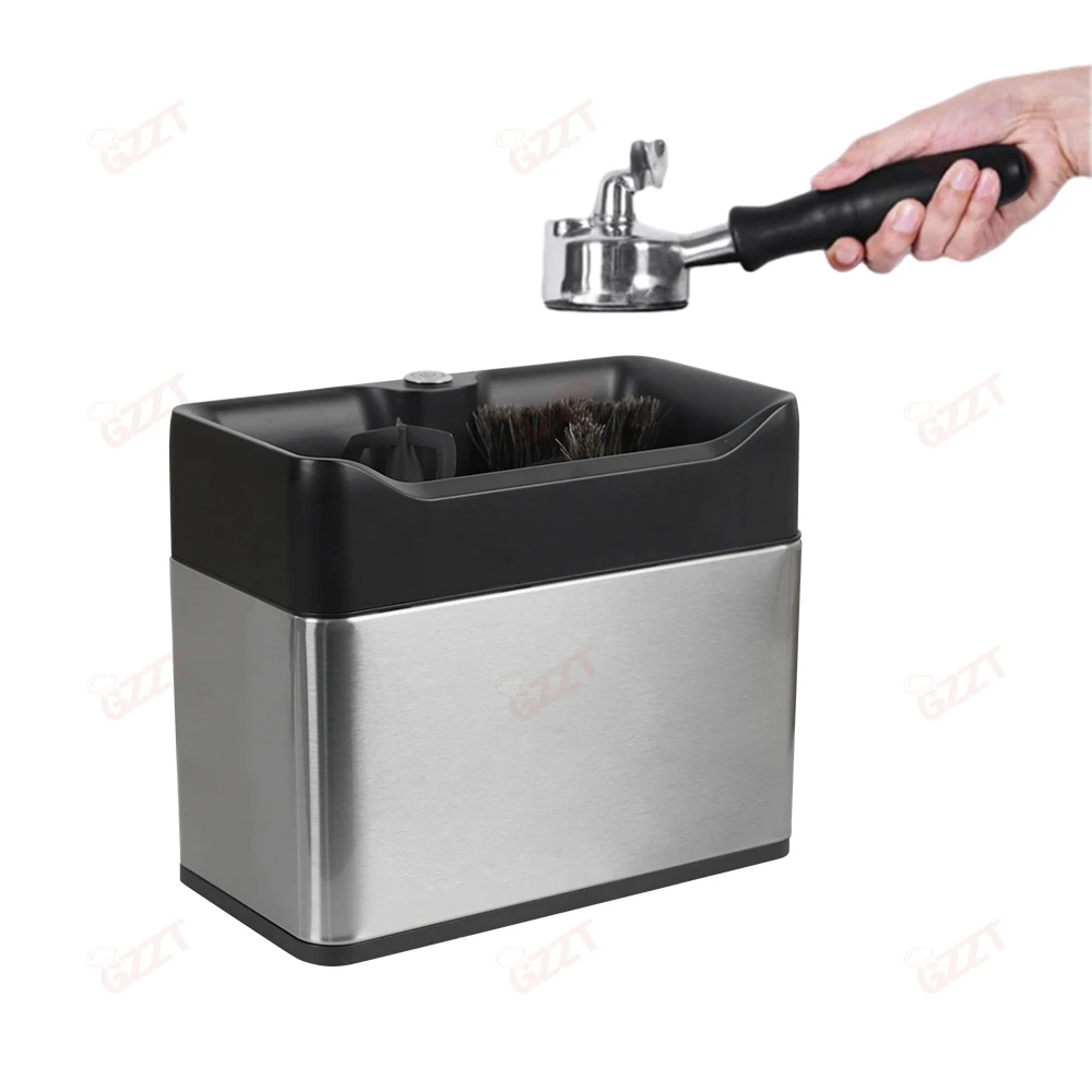 20w Automatic Coffee Portafilter Knock Box Machine 110V 220V Large Capacity Slag Tank Electric Espresso Portafilter Cleaning Box