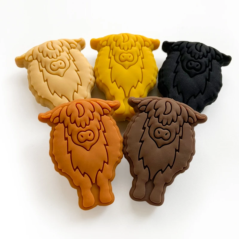 New focal Beads for pen milch cow yak heads silicone teething beads Food Grade Pendant baby pacifier chain loose bead