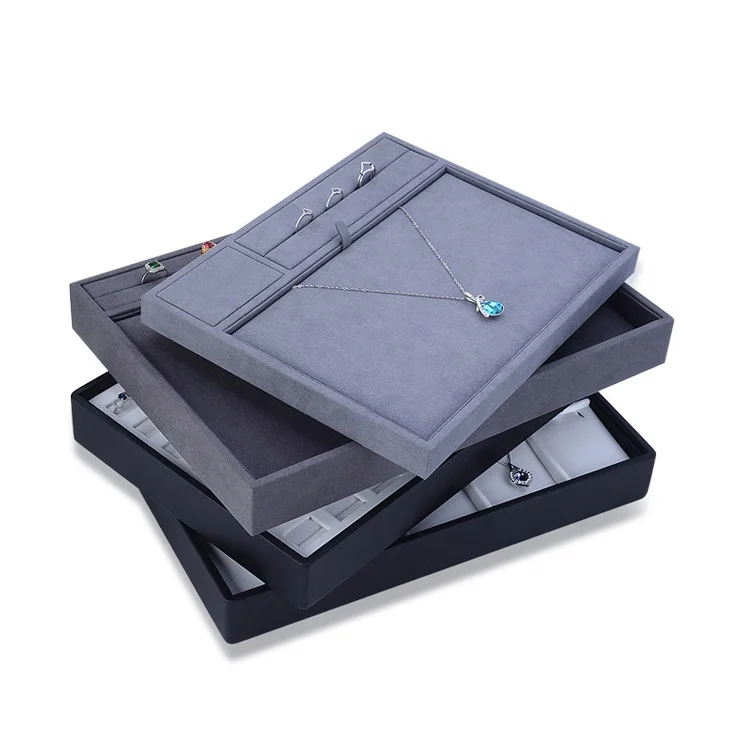 Tx Wholase Velvet Jewelry Packing Trays Black and White Ring and Necklace Display Boxes