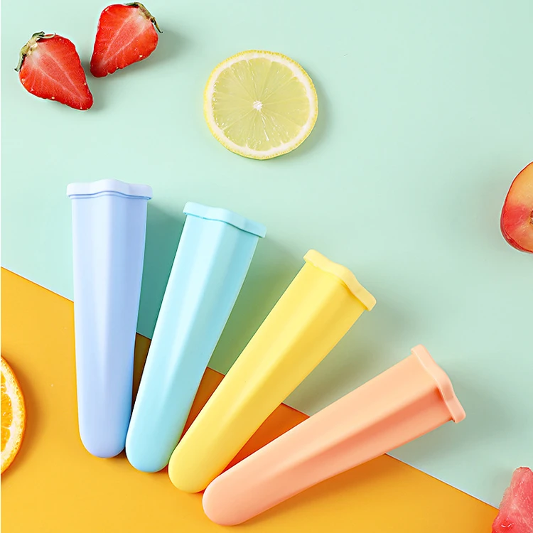Factory Bpa Free Eco-friendly Reusable Easy Release Ice Pop Maker Silicone Popsicle Ice Cream Mold With Lid
