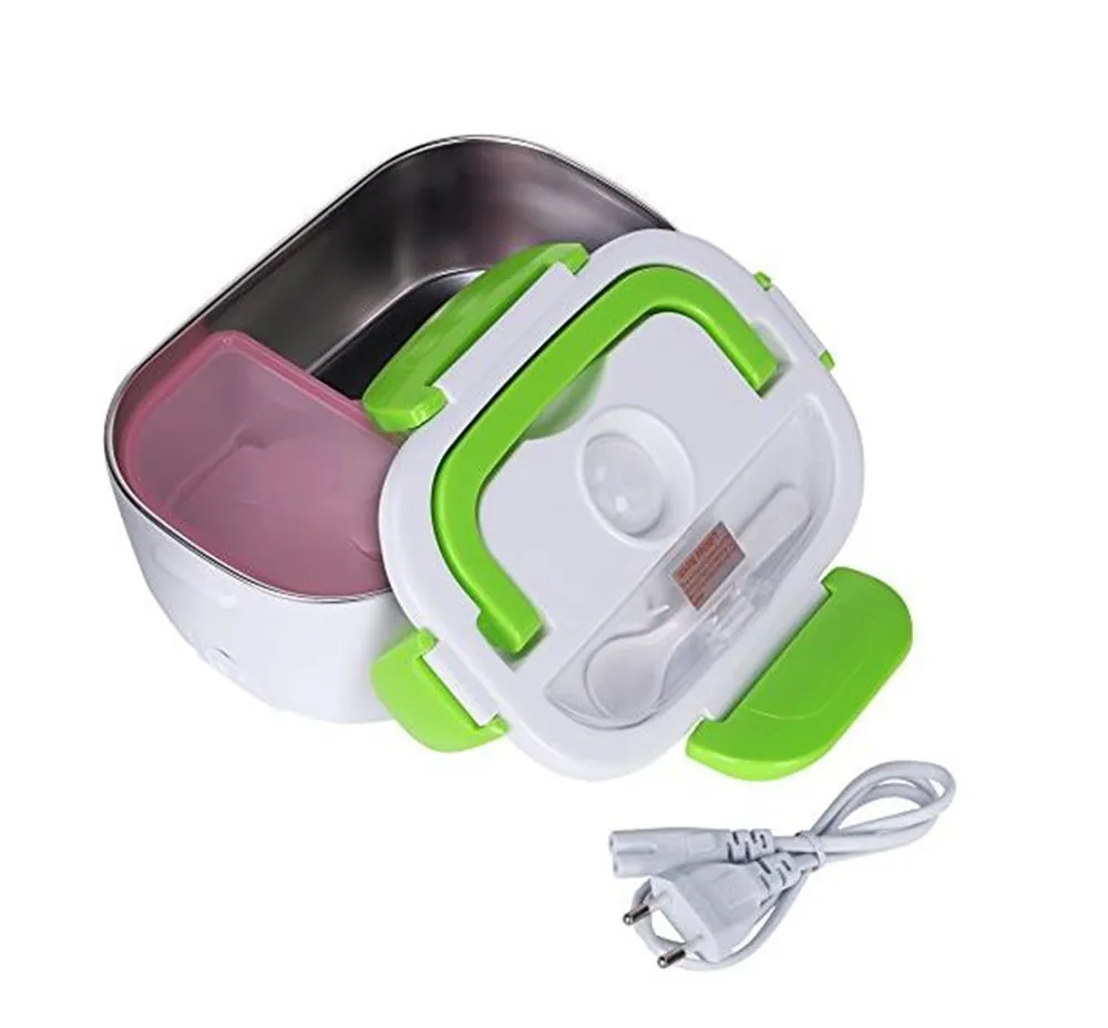 Electric Lunch Box 304 Stainless Steel Inner Pot Lunch Box Set Portable Heated Food Warmer Box 12V/24V/220V for Office/Car/Truck