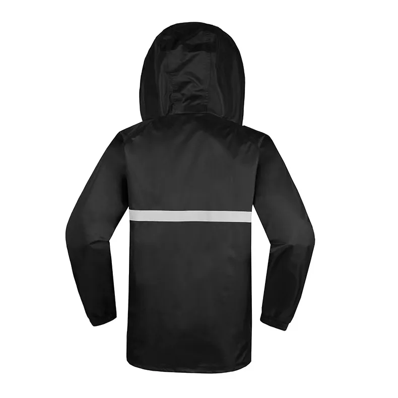 Black Fashion Adult Waterproof Raincoat Set Women Men Rain Coat Hooded for Outdoor Hiking Travel Fishing Climbing Thickened