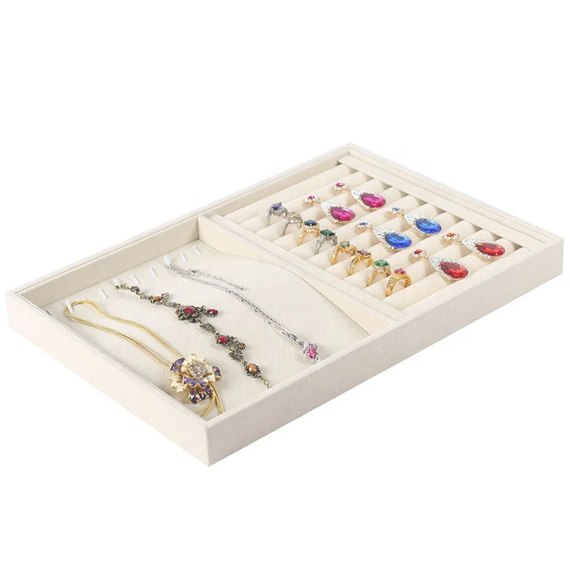 Bracelet Earring Storage Display Tray Rectangle Ring Display Plate Flannel Necklace Jewelry Tray