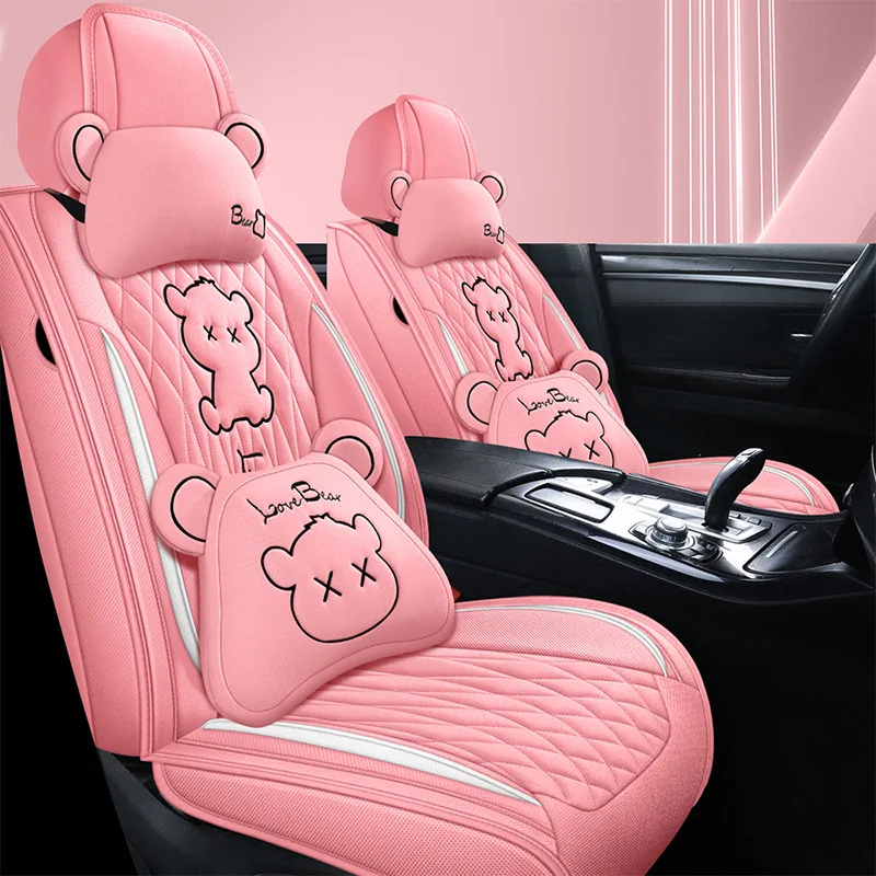 Luxury Universal Leather linen Auto Car Seat Cover full Seat Cover Cushion car accessories