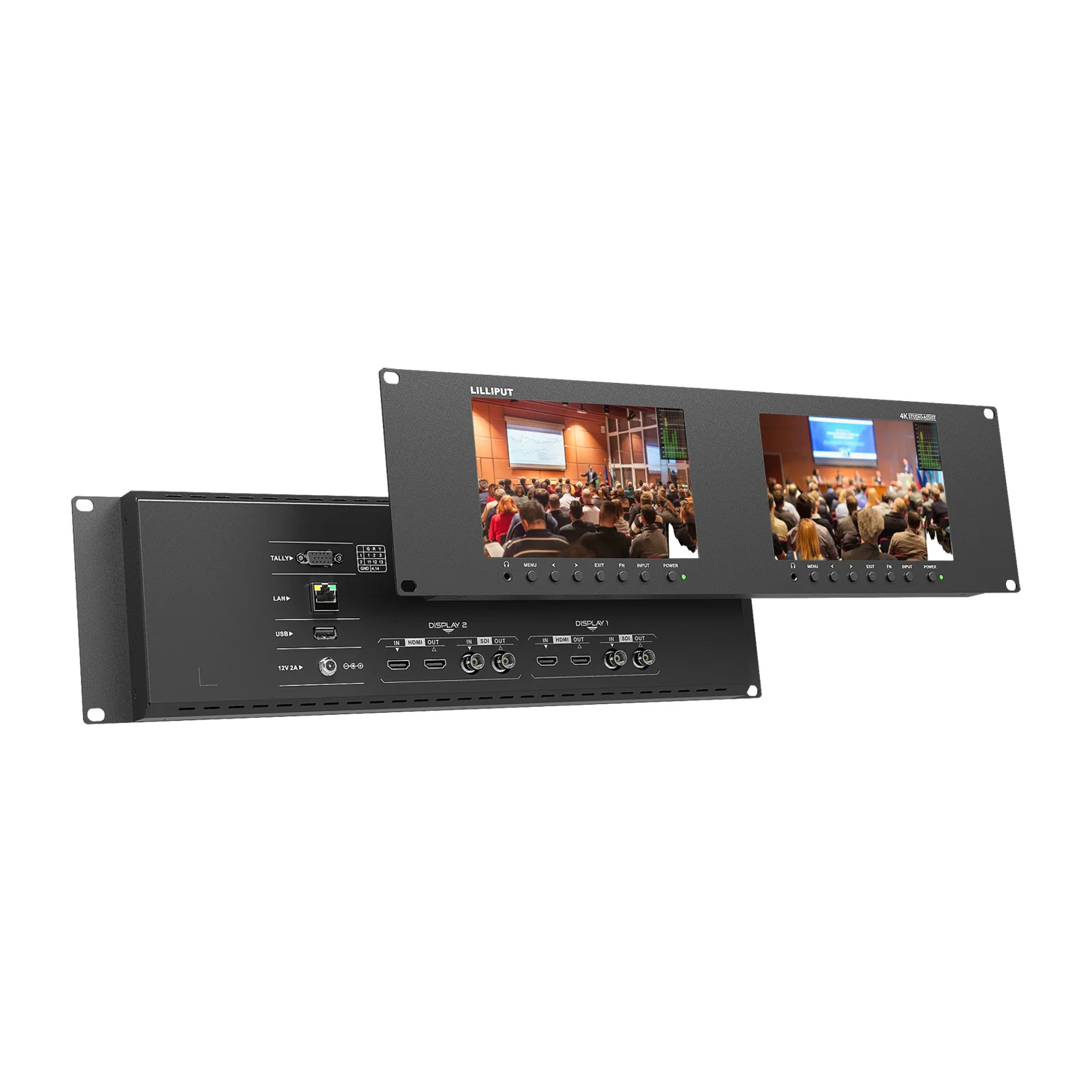 Lilliput 3RU Rackmount Monitor with HDMI 2.0 and 3G-SDI input output Remote control broadcast monitor