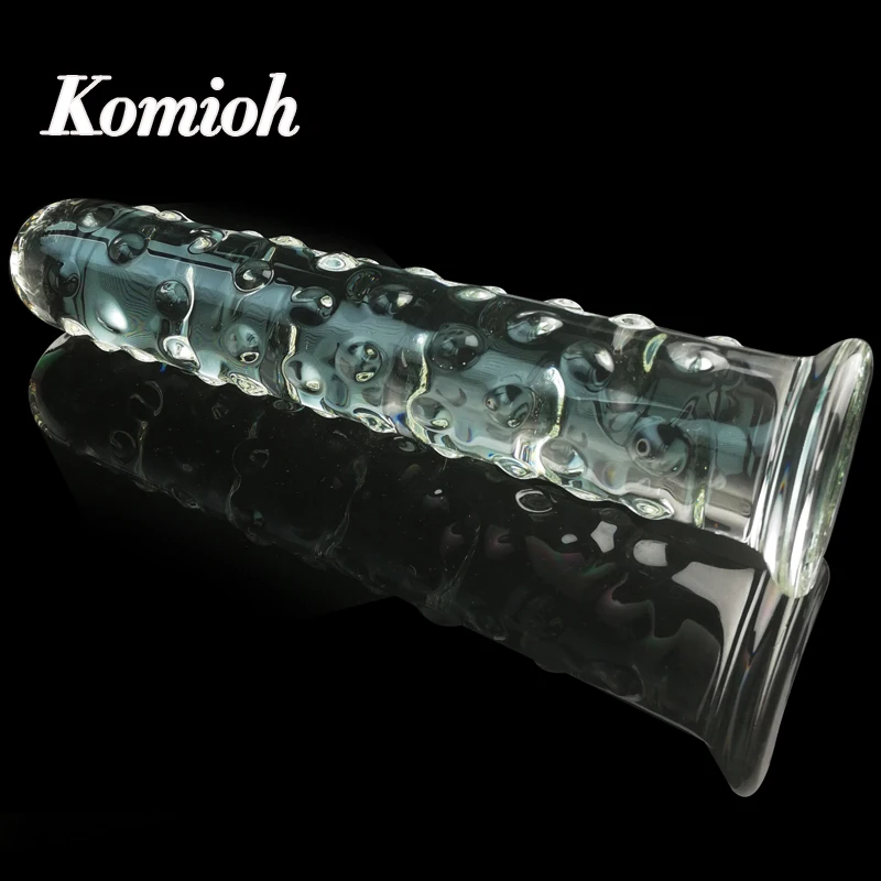 Komioh custom 25cm 10 inche women sex toys big head long thick horse monster crystal clear giant penis shaped glass huge dildo