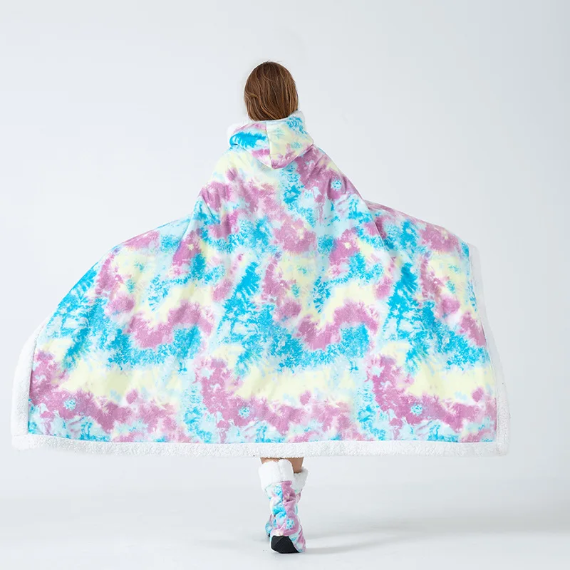 Wearable Winter Blanket Double layer Extra Soft Super Warm Shawl Women Plush Throw Blanket