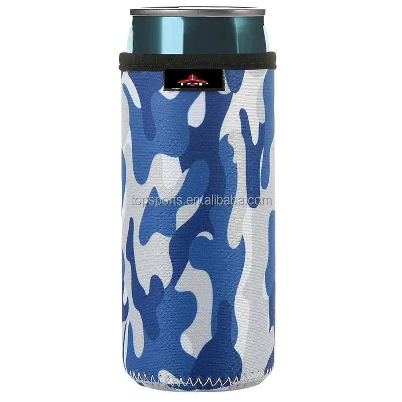 Full Color Printing Neoprene Slim Can Cooler Stitched Bottom Skinny Beer Bottle Holder Fits 12 OZ Slim Drink Cans