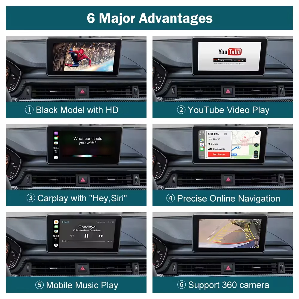 Road Top беспроводной Carplay Android Авто оригинальный автомобильный обновленный декодер без потерь CarPlay для Audi A6 A7 (2010-2011) с MMI 3G +
