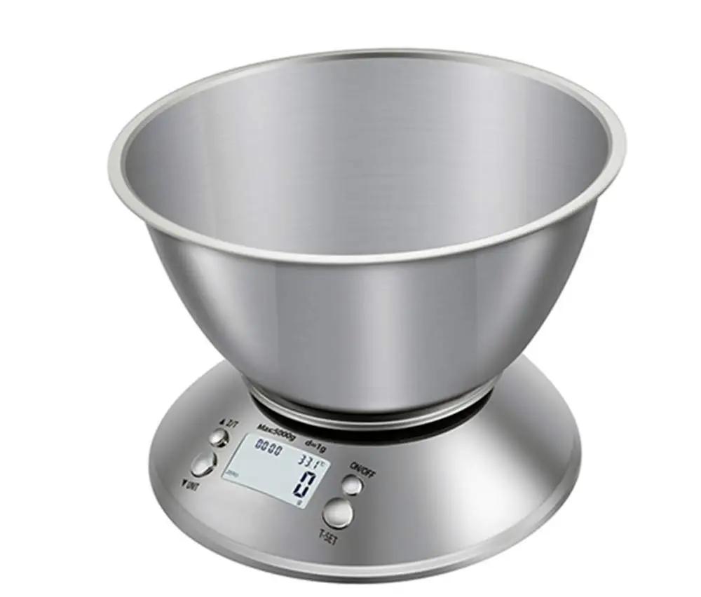 Digital Stainless Steel Kitchen Food Scales with Detachable Bowl for Household Cooking and Hotel Weighing Applications