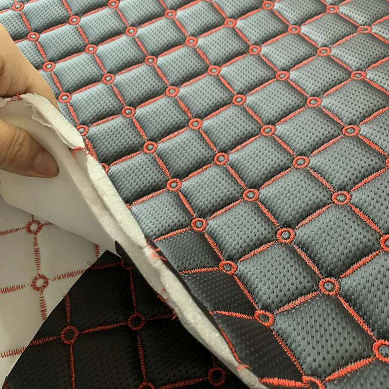 Прошитая вышивка ткань из поливинилхлоридной кожи с губкой различной толщины для обивки автомобильного сиденья
