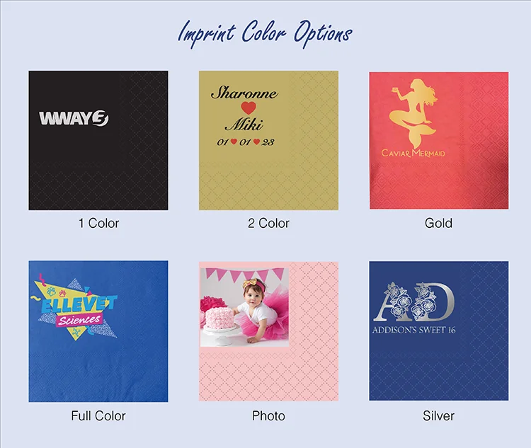Customized Birthday Party Wedding Paper Napkins with Language Name Color Logo Printing