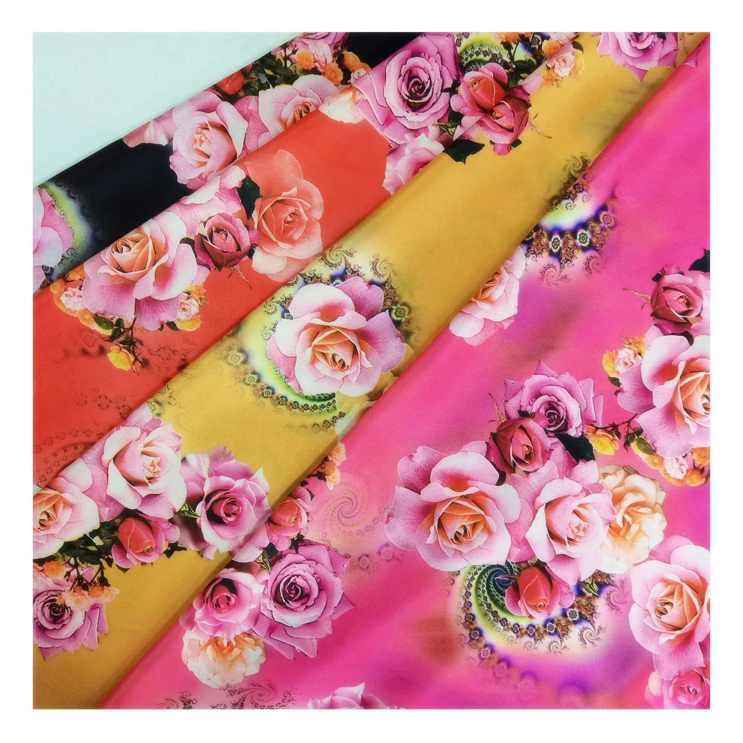 Print Polyester Spandex Satin Fabric Woven Customized Floral Digital Satin Tela Printed Fabric For Dress