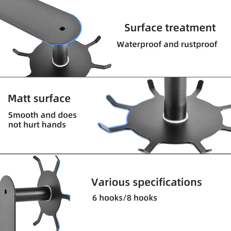 OEM/ODM Kitchen Hooks Metal Wall Mounted Rotatable 6/8 Hooks Kitchen Hanging Rotating Hooks