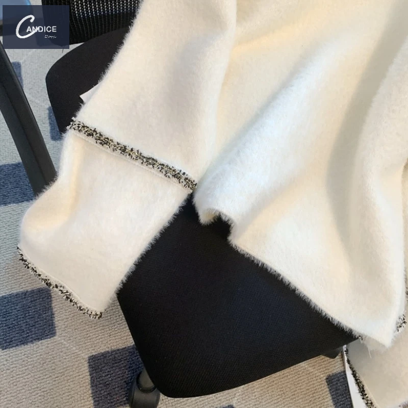 Candice 2023 spring and autumn round collar crochet korean modest mohair sweater