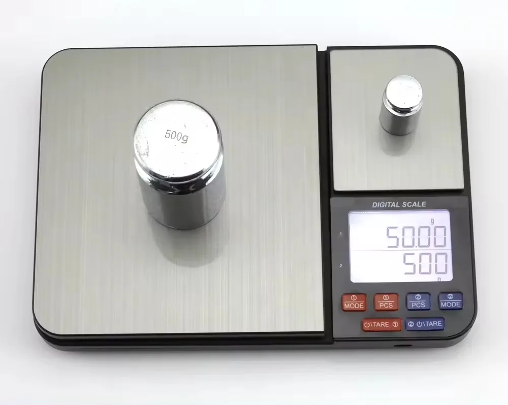 Two Stainless 5000g/0.1g 500g/0.01g Steel Weighing Double Platform Electronic Balance Pocket Scale Kitchen Food Scale