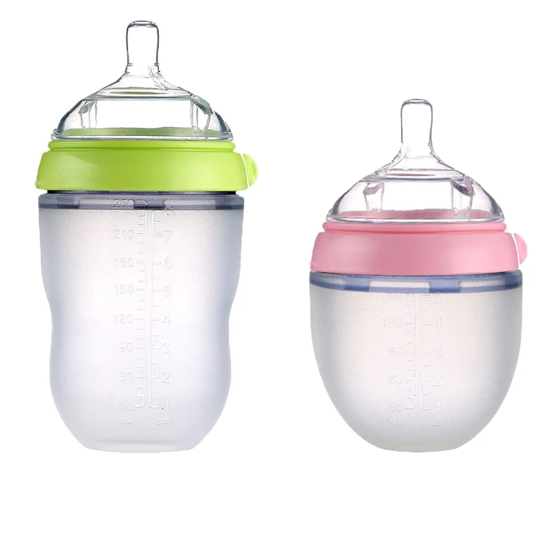 custom Bpa Free 100% Food Grade Baby Silicone Milk Feeding Baby Bottle Milk Nipple Feeder Set 3 In 1 Silicone Baby Bottles