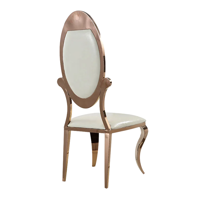Modern Oval Back Rose Gold Stackable Metal Stainless Steel Dining Chairs Royal Hotel Hall Wedding Party Dinning Chairs