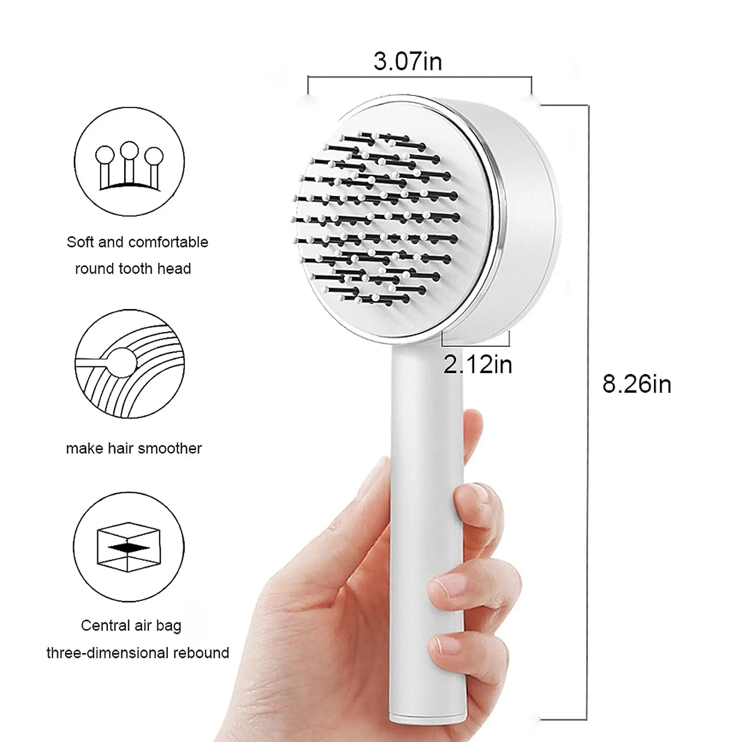 Super Soft Self Cleaning Hair Brush with holder For Women Wet or Dry Detangling 3D Air Cushion Massage Comb to Make Hair Smooth