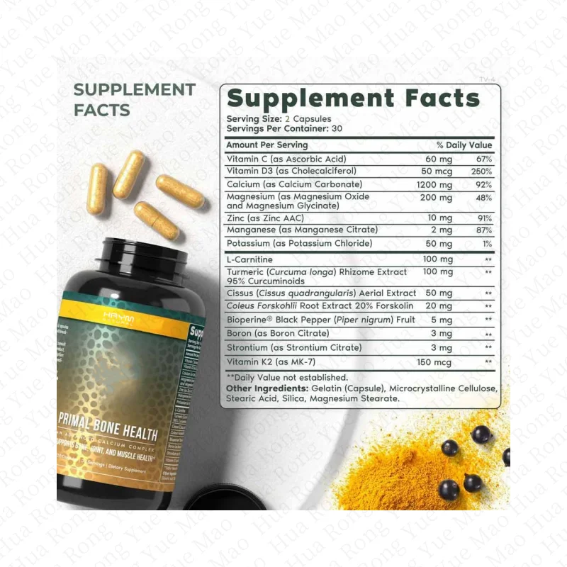 OEM Calcium Carbonate Bone And Joint Health Complex Capsule With Minerals Calcium, Magnesium, Potassium, and L-Carnitine