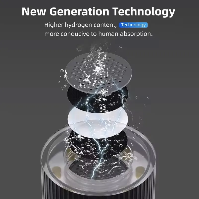 Moneng Fashion Design 3000ppb 6000ppb SPE PEM Hydrogen Water Bottle Generator 230ml Smart Portable Hydrogen Water