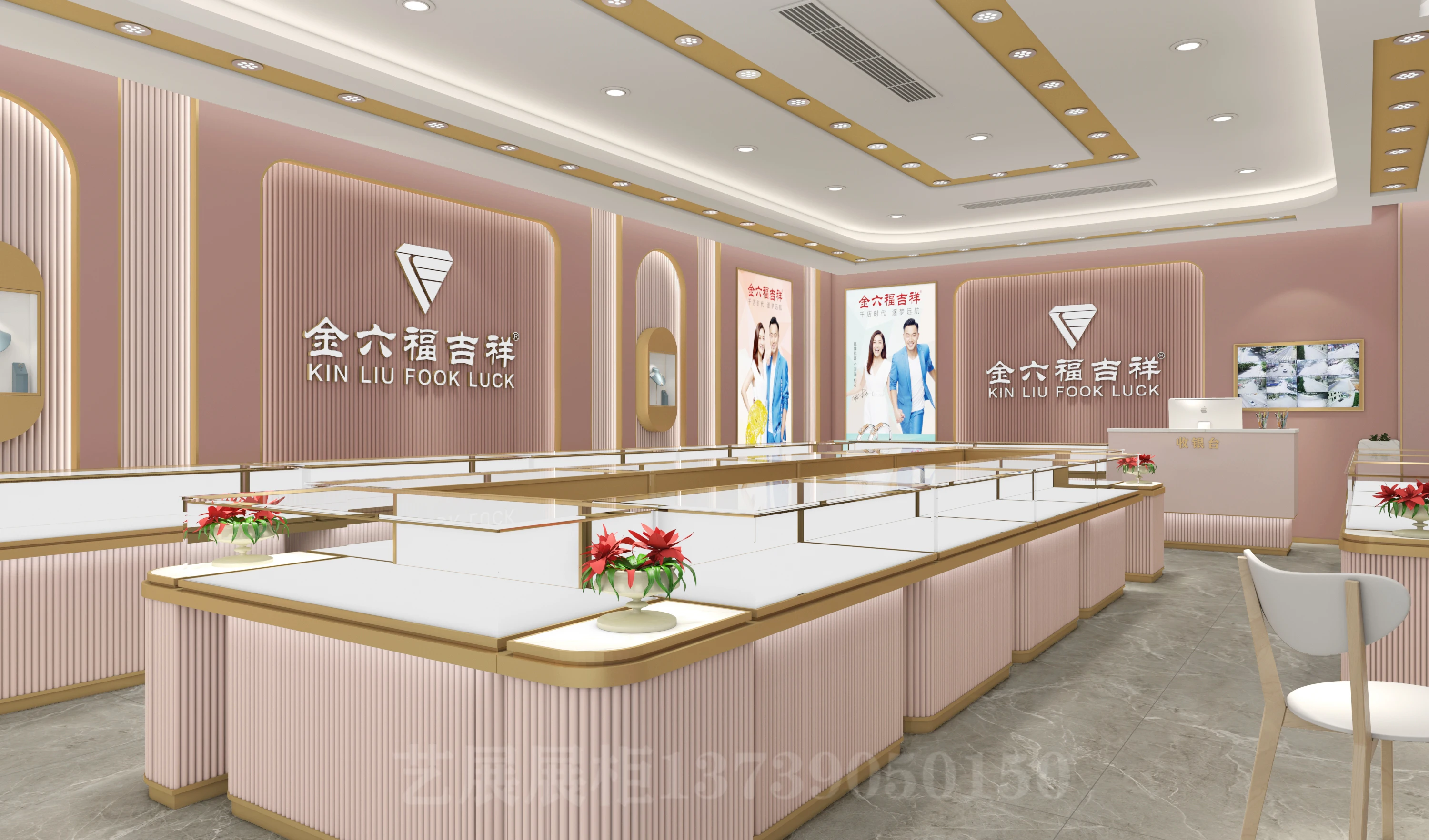 Luxury Stainless Steel Jewelry Display Case LED Light Cabinet Counter Shop Furniture for Store Showcase