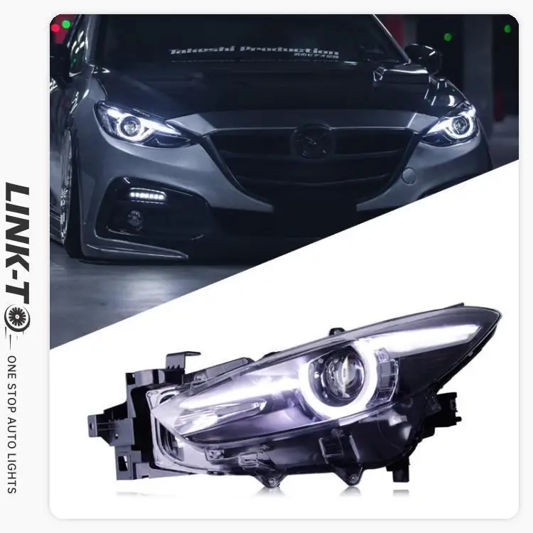 LINK-TO Suitable For 14-19 Models Of Mazda 3 AXELA Headlight Assembly Modified Xenon Lamp Lens LED Daytime Running Light