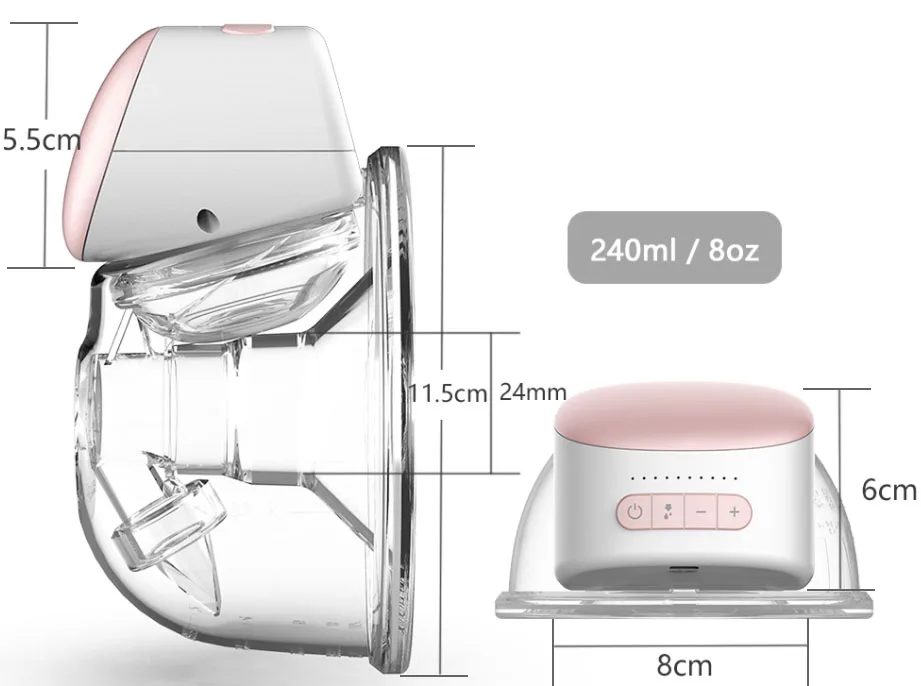 BEBEBAO Detachable Electric USB Charging Bowl Shape Hands Free Wireless Breast Milk Pumps Wearable Breast Pump