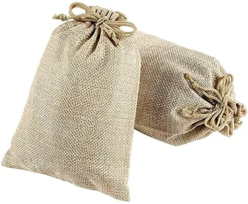 Jute Burlap Gift Bags Wedding Hessian Jute Bags Linen Jewelry Pouches with Drawstring for Wedding Party