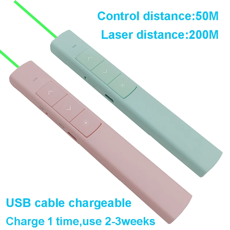 USB Wireless Presenter with Laser Green Light Pointer PPT Remote Control Pointer Pen for PPT Powerpoint Presentation Presenter