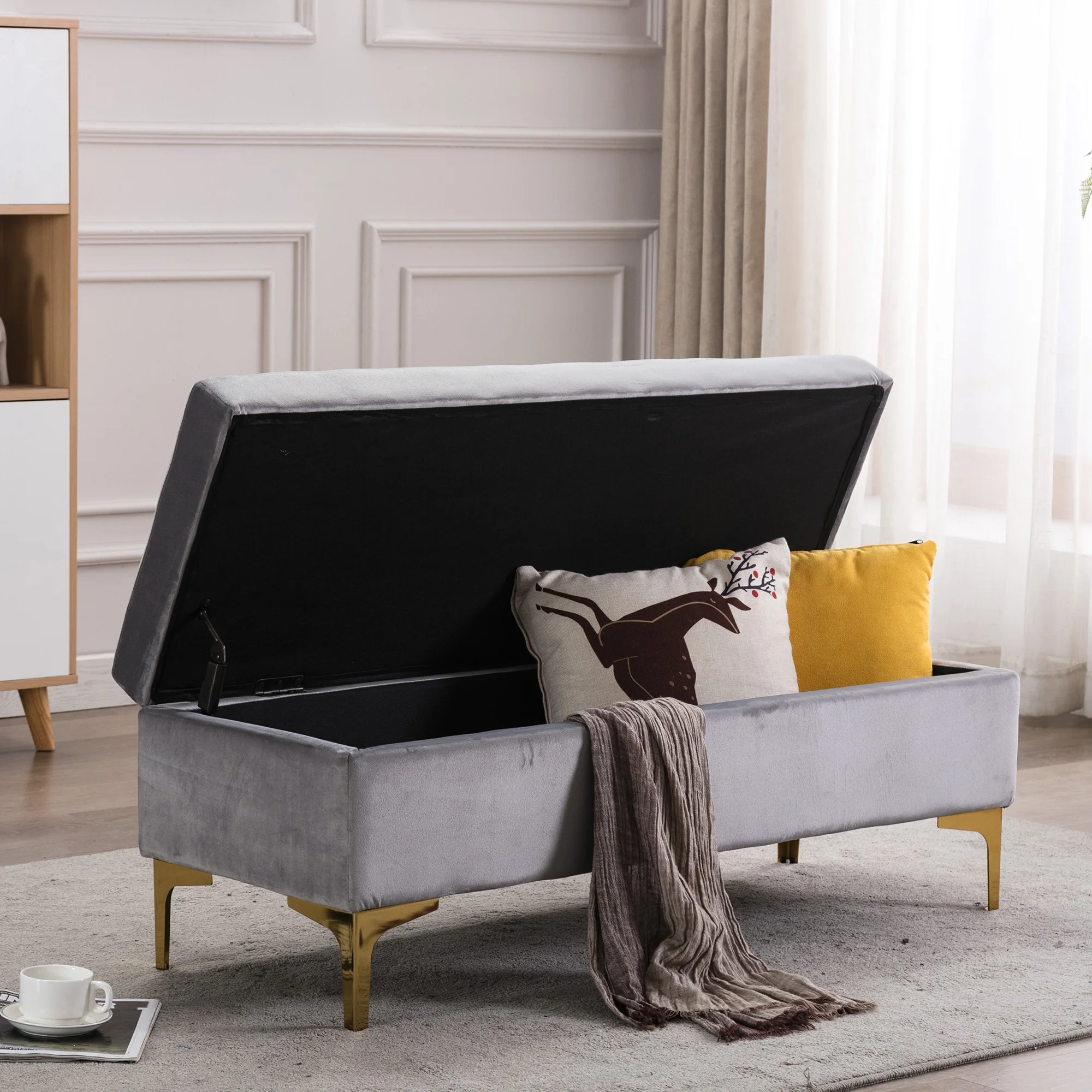 Wholesale Bedside Multi Purpose Velvet Storage Ottoman Bench Seat