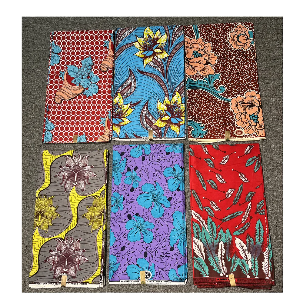 New Model 100% Cotton Double Faced Woven African Wax Printed Fabric Print Veritable For Garment And Home Textile 6yard