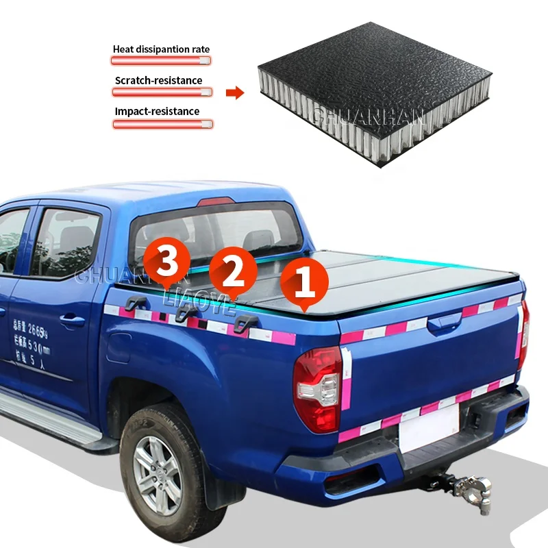 Truck bed cover hard top Aluminum tri fold tonneau cover great wall steed 5 for chevy silverado 2015 colorado tacoma