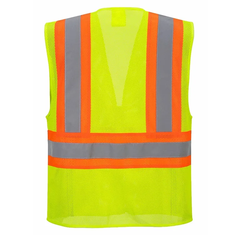 Mesh ANSI Class 2 Type R Hi Vis Construction High Visibility Workwear Pocket Personal Reflective Vest Safety Clothing