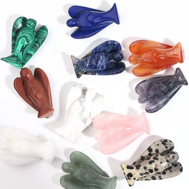 1.5inch angel jade crystal carving ornaments amethyst semi-precious stone carving crystal crafts jewelry home office ornaments
