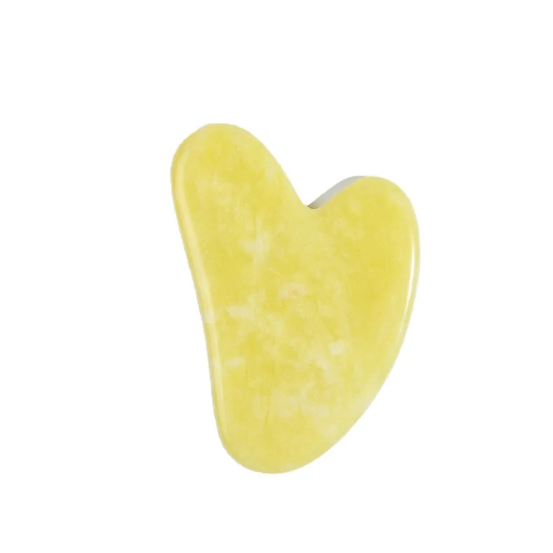 Lemon Yellow Jade Gua Sha Tool, Heart Shaped Jade Guasha for Beeswax Themed Skincare