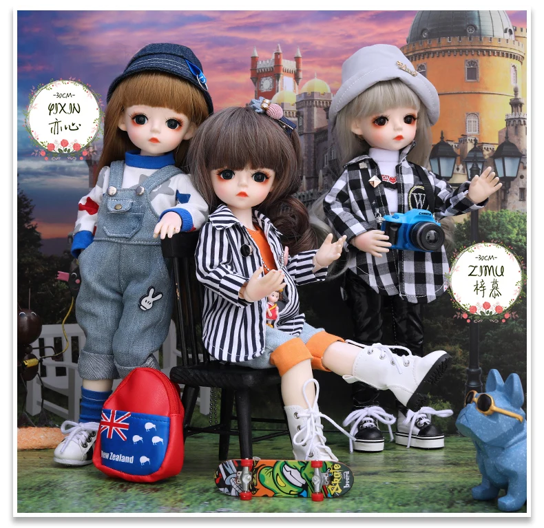 30cm Fashion Official Group wholesale doris bjd doll girls toys ball jointed doll bodies with custom doll dress best for gift