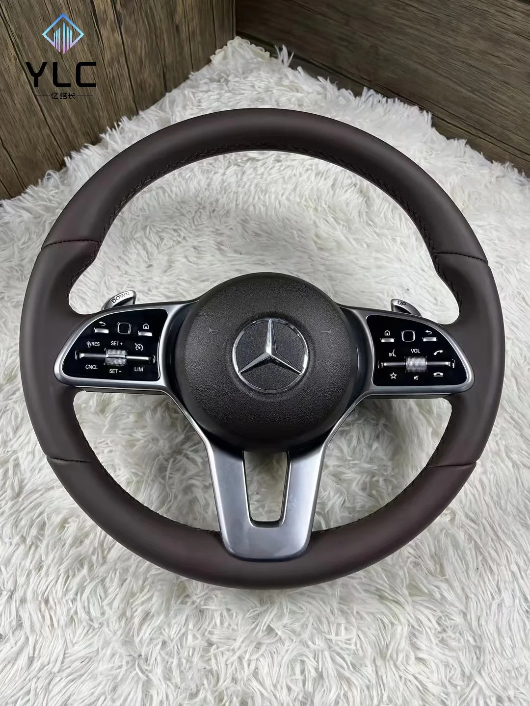 YLC Fit for Mercedes Benz A E S C G Class W205 W204 W212 W211 W213 E300 W218 Old Model New Model LED Carbon Fiber Steering Wheel