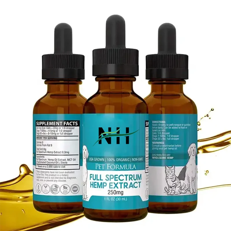 100% Organic Pet Probiotics Drops Formula Hemp Oil Drops for Dogs with Omega Fatty Acids Anxiety and Stress