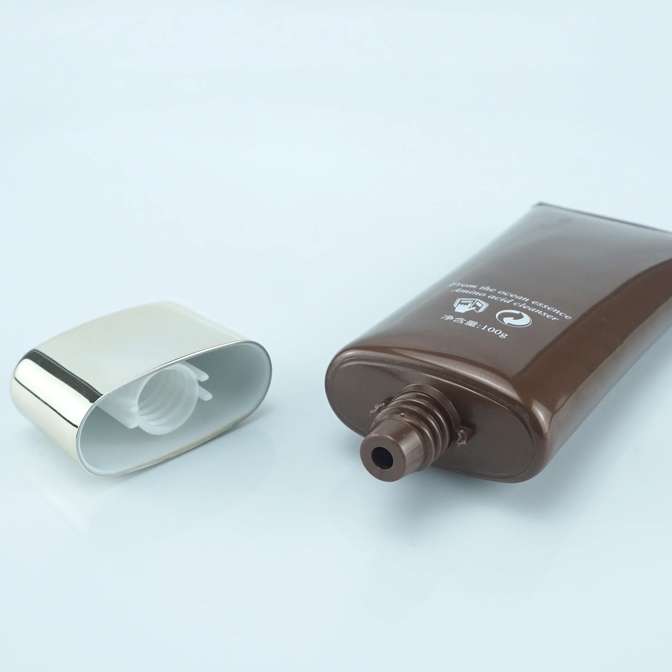 Manufacturer custom 40g 50g 60g Luxury sunscreen packaging spf lotion Tube Screw Cap Silver BB Cream Oval Flat Cosmetic Tube