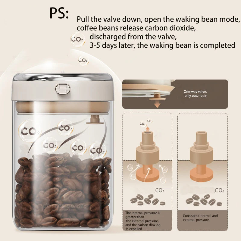 24 New Arrivals Hot Sale Home Use Good Sealing Grain Coffee Bean Storage Container Canister&Waking Coffee Mean Molds 2in1 1700ml