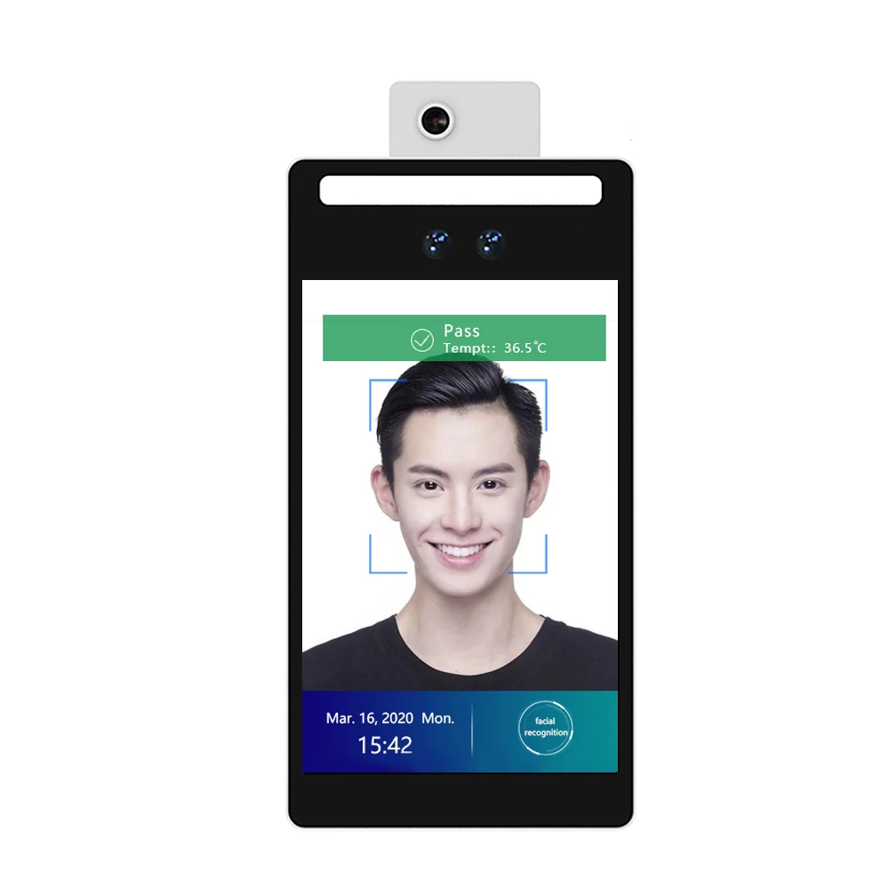 
8 Inch AI High Security Access Control Attendance Body Temp Measurement Face Recognition Terminal 