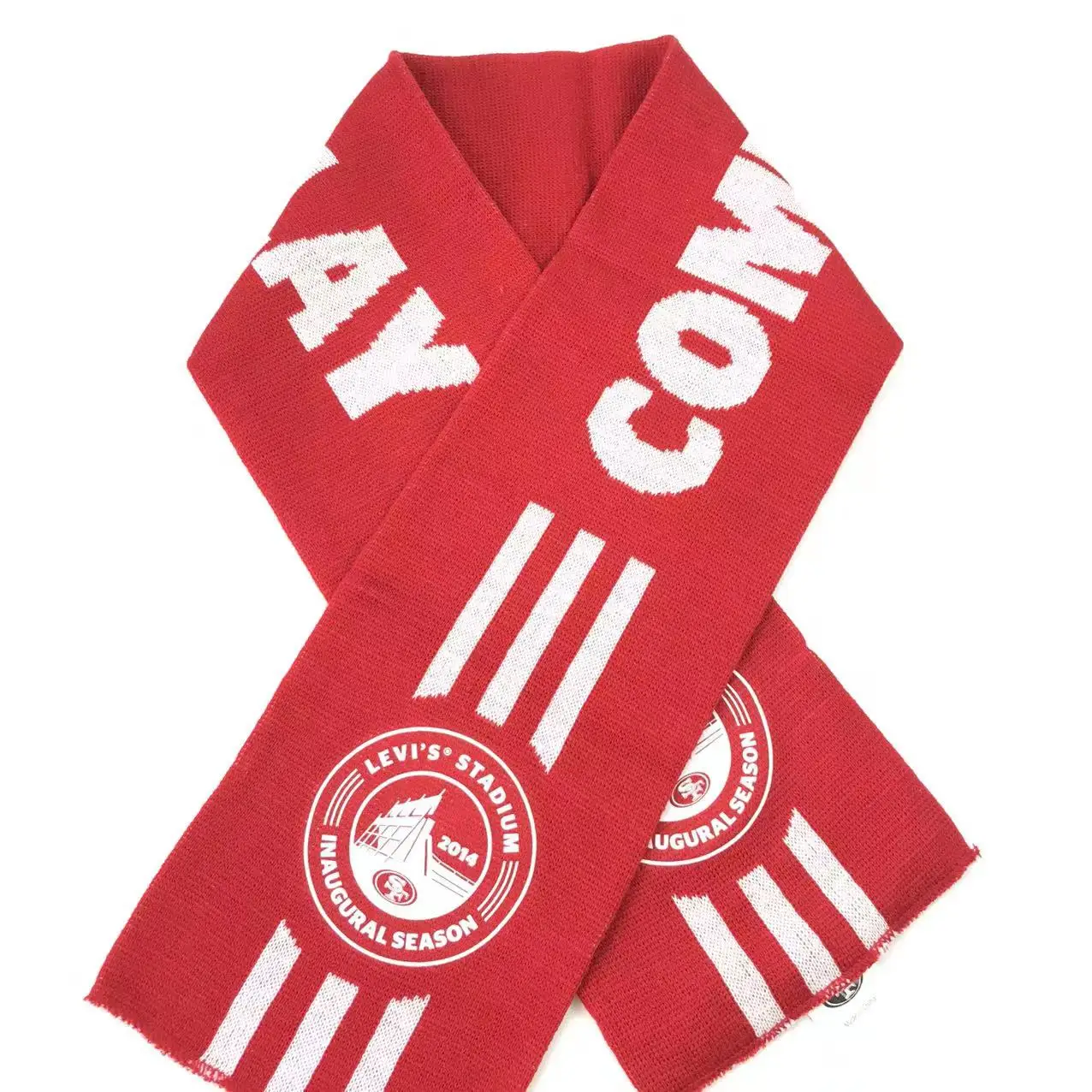 JIBIL Custom Your Own Logo Double Sides Promotional Jacquard Acrylic Knitted Sports Club Fans Keep Warm Winter Scarf