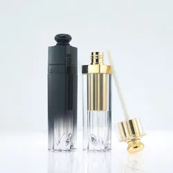 Acrylic PMMA material clear and gold empty square lip blam tube container 5ml transparent lipgloss bottle