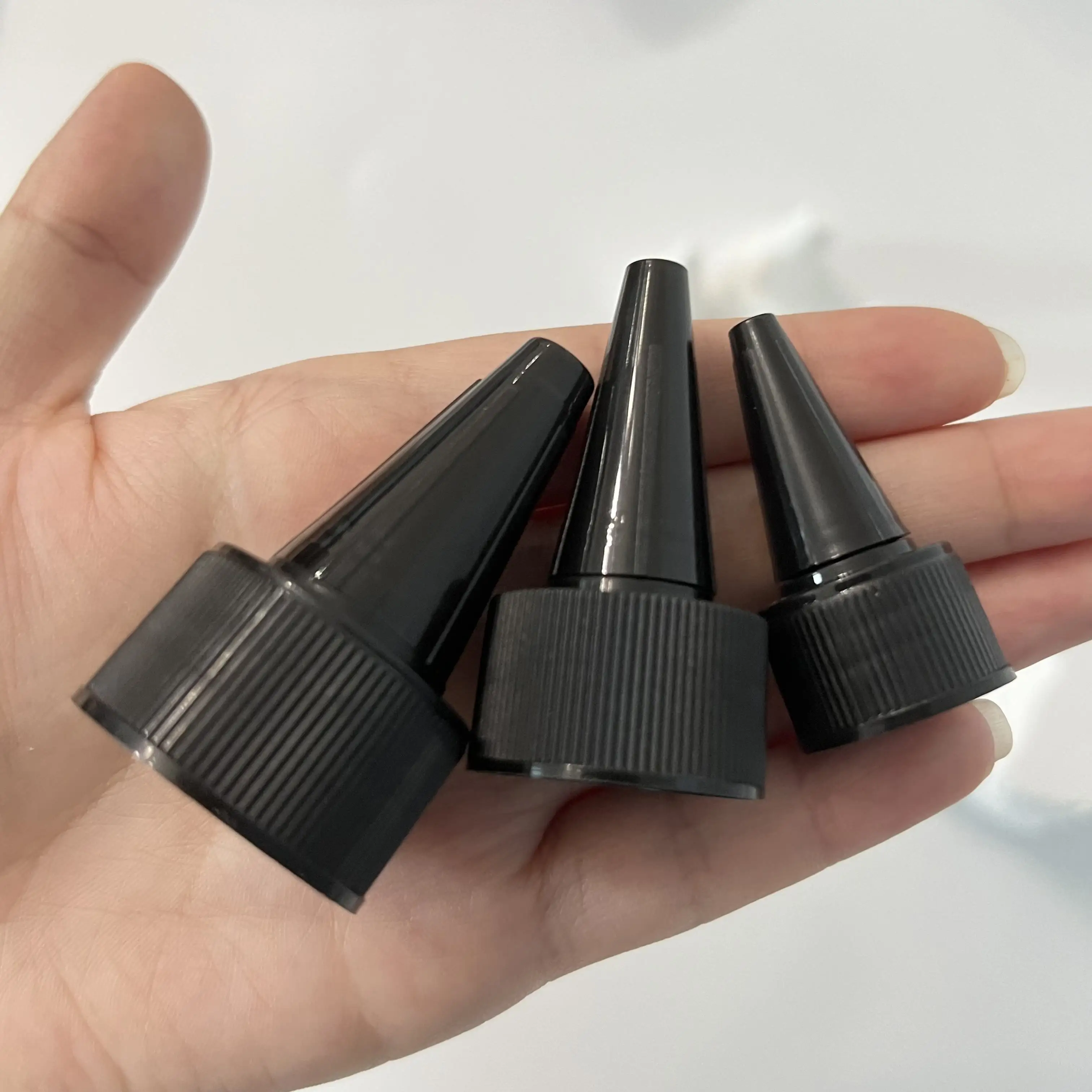 Custom Transparent Black White 20 24 28 38 410 400 Sauce Glue Chemical Ink Packaging Oil Dropper Bottle Point Nozzle Cap