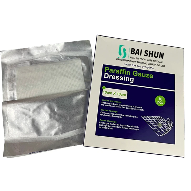 China manufacturer low cost custom size sterile medical wound dressing paraffin gauze for hospital