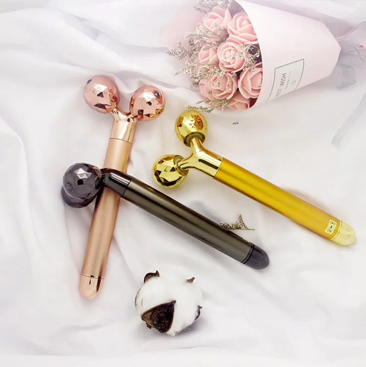 
High Quality Anti Aging Facial Massage Tools Face Rose Quartz Jade Roller Gua Sha Set Pink Gift Gold Stone Body Dark Metal Head 