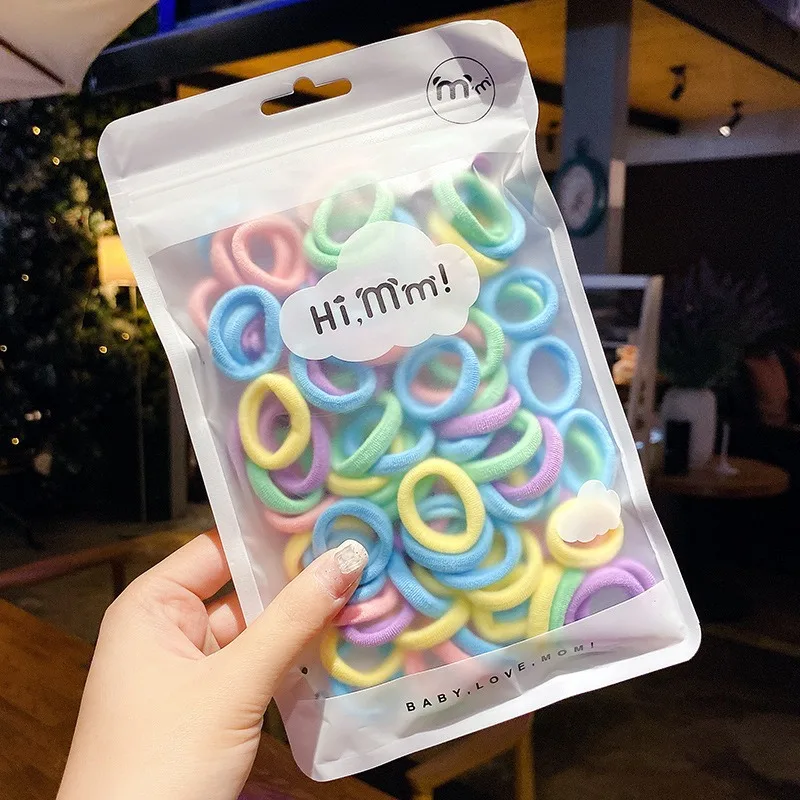 50Pcs Baby Elastics Hair Ties Candy Color Seamless Girls Ponytail Rubber Bands For Toddlers Girls