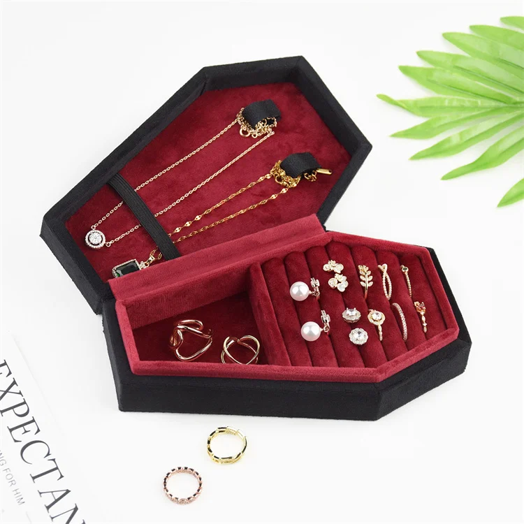 Wholesale Custom Design Coffin Shape Ring Box Goth Style Jewelry Box Coffin Jewelry Organizer Holder Storage Jewelry Box
